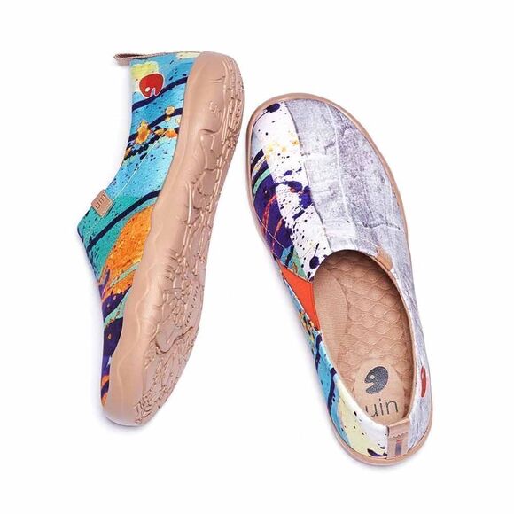 UIN Men's Walking Shoes Slip On Canvas Casual Comfort Sneaker (Splatter) - Picture 5 of 9